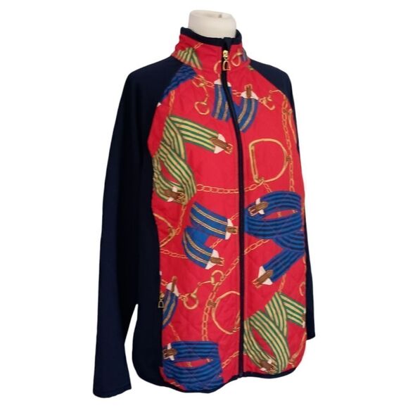 Ralph Lauren LRL Quilted Jacket Plus Sz 1X Horse Bit Equestrian Zip Up Stretch - Picture 3 of 16